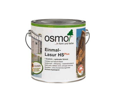 Однослойная масло-лазурь для наружных работ OSMO Einmal Lasur HS Plus цветная прозрачноя, матовое защитное покрытие, для различных пород древесины.